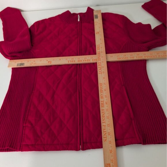 Croft & Barrow Quilted Ribbed Sweater Womens Size XL Red Cotton Knit Full Zip - Picture 9 of 11